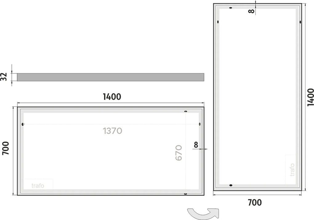 Nimco LED zrkadlo 1400x700 - ZP 13008