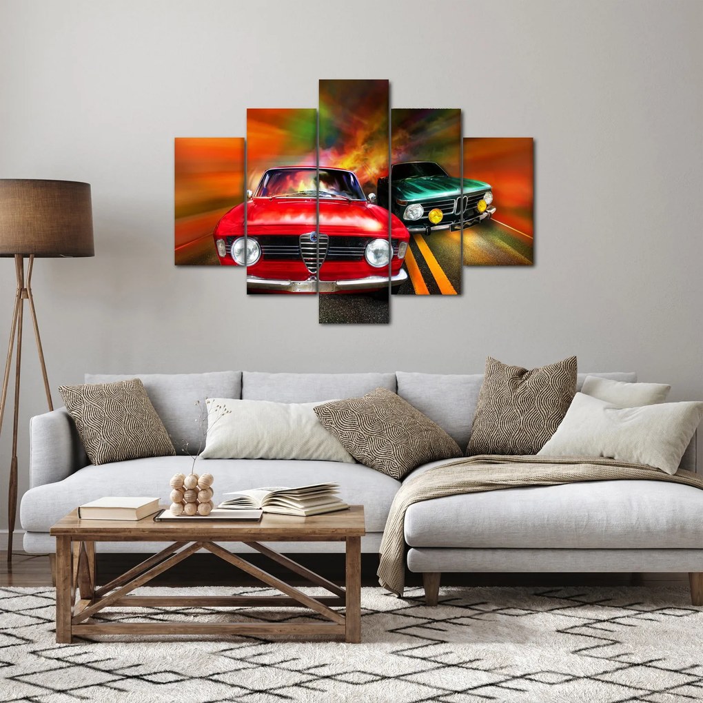 Obraz - Retro závodné autá (150x105 cm)