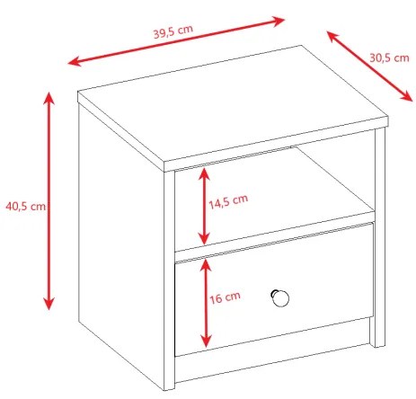 Detský nočný stolík Babydreams 40 cm ružový