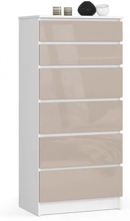 Komoda K60 6SZ cappucino lesk biela