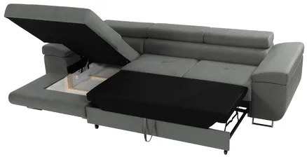 Rohová rozkladacia sedačka v tvare L Torezio Mini, Dostupné poťahy: ekokoža Soft 11 (čierna) + Lux 06, Strana: ľavá