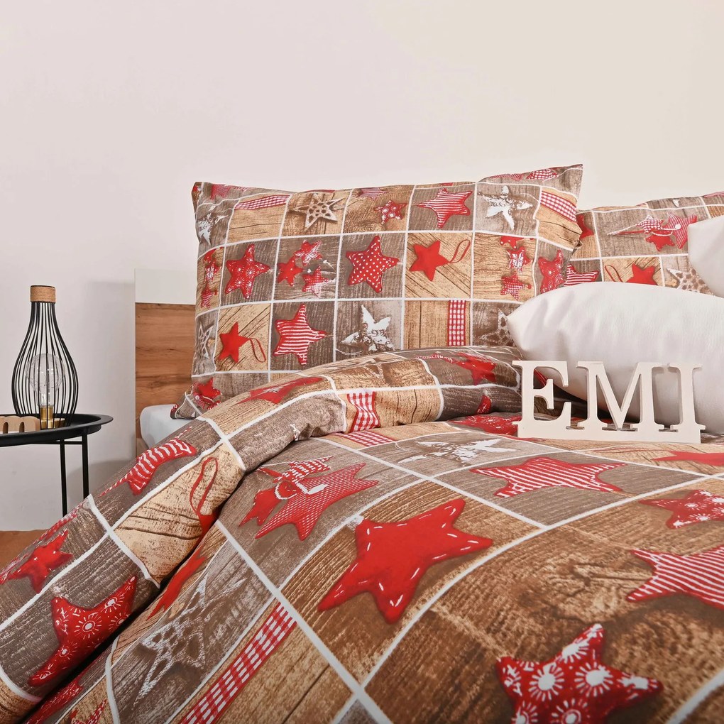 Vianočné bavlnené obliečky Ginger EMI: Štandardný set jednolôžko obsahuje 1x 140x200 + 1x 70x90