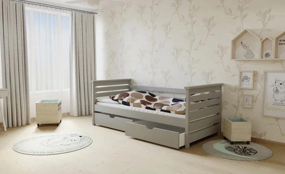 MAXMAX Detská posteľ z masívu 200x90cm so zásuvkou - M03