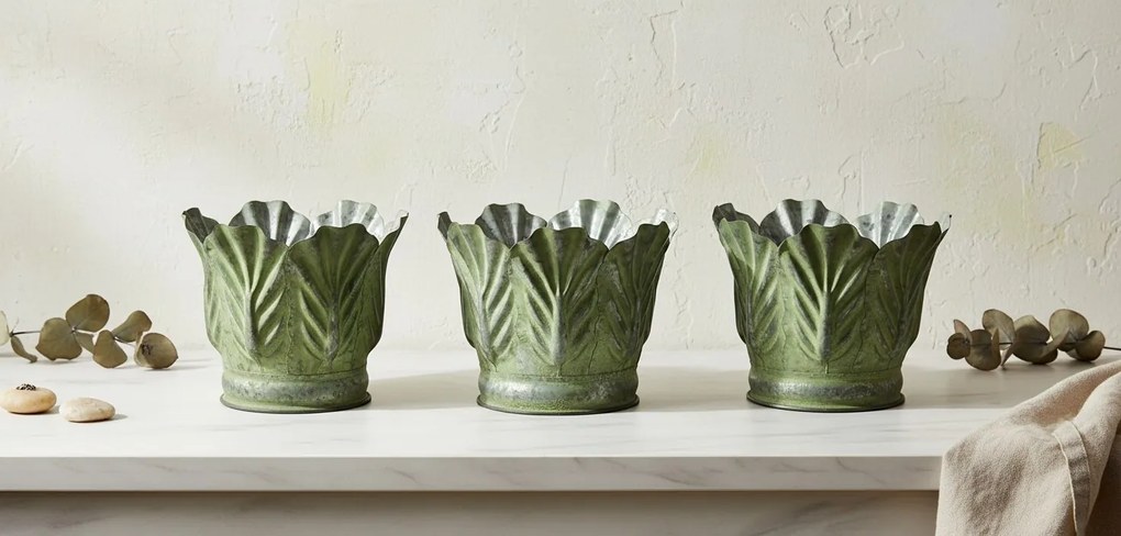 Sada 3 ks květináčů MARINA III zelená