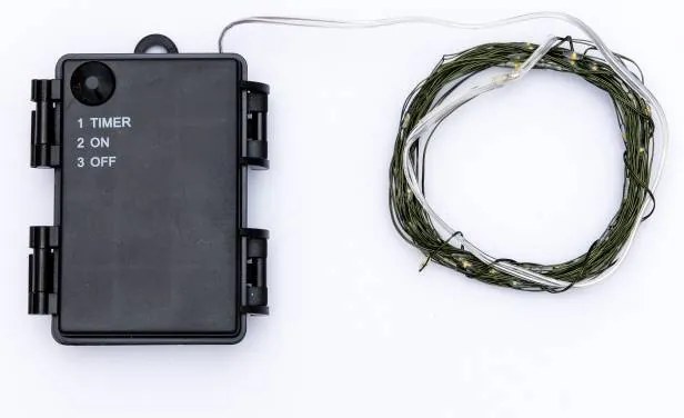 DECOLED Svetelná reťaz LED na batérie, teplá biela, 50 diód, 5,3 m, IP44