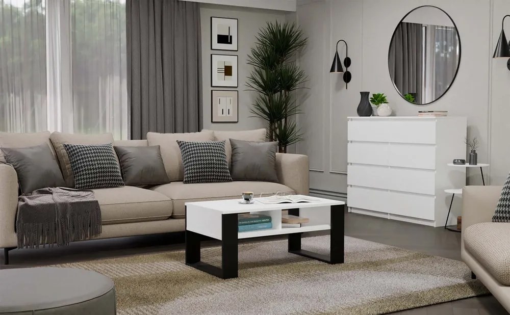 Konferenčný stolík Lawa MODERN 2P biely/čierny