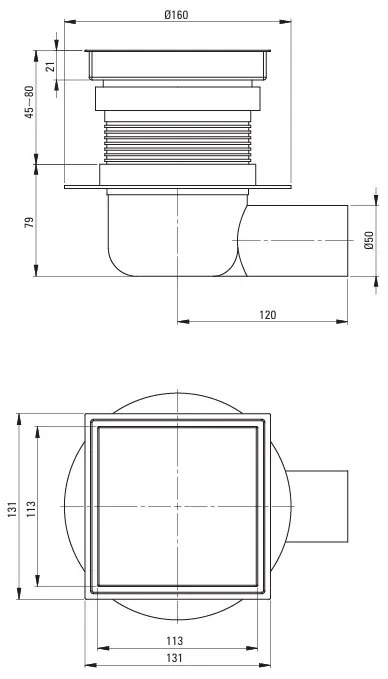 Deante Deante, odtokový žľab Ø160mm, DEA-KOS_001D
