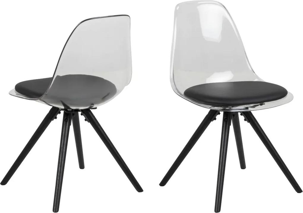 Dizajnová stolička Nera, priesvitná-čierna