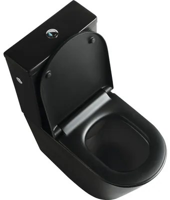 WC kombi Jungborn FLORIEL ONE 64 bez splachovacieho kruhu vč. WC dosky SWN321 (MATT BLACK)