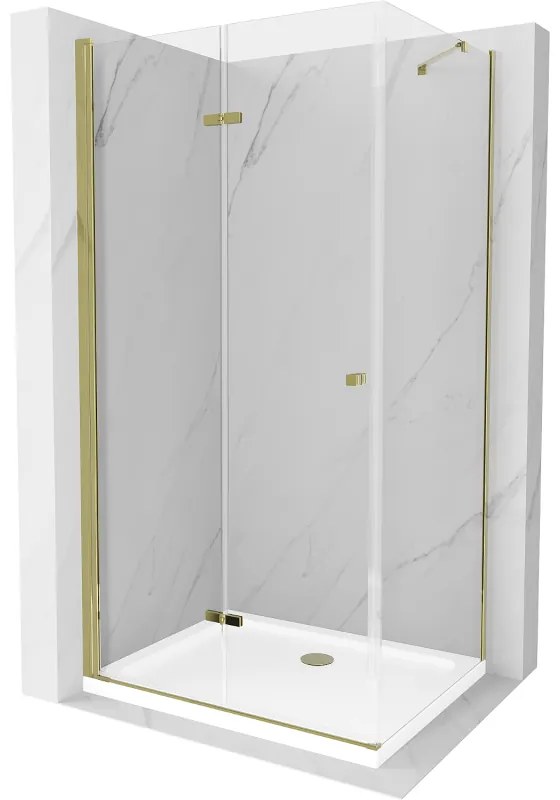 Mexen Lima sprchovací kút 90 x 100 cm, číre sklo-zlatý profil + sprchová vanička, 856-090-100-50-00-4010