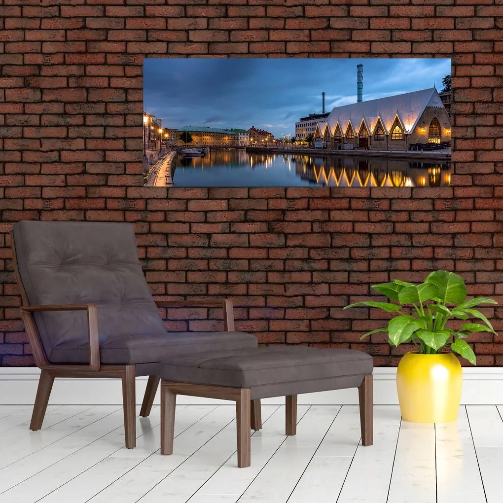 Obraz vodného kanála - Göteborg (120x50 cm)
