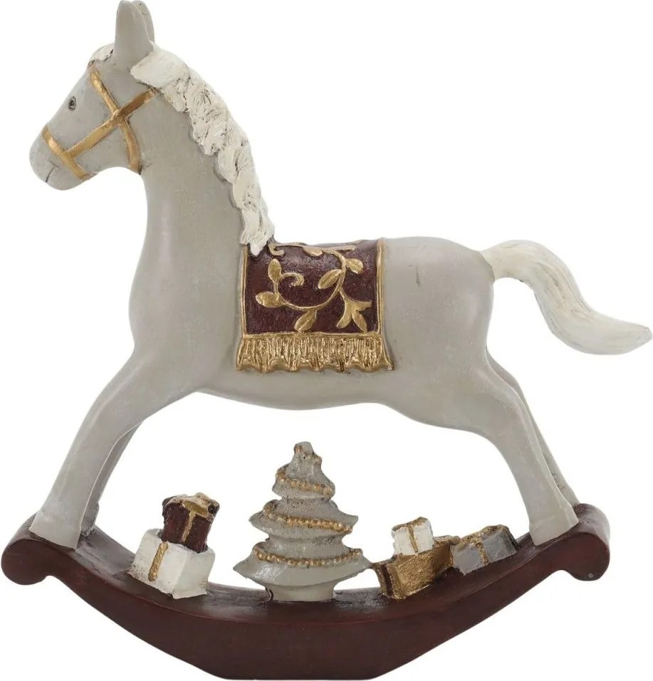 Dekorácia figúrka hojdací koník Cherry Noël s darčekmi – 18*4*18 cm
