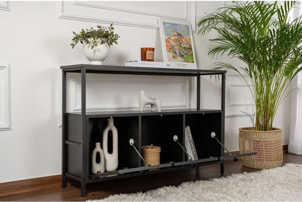 Čierny matný konzolový stolík 29,5x120 cm Solace – Kalune Design