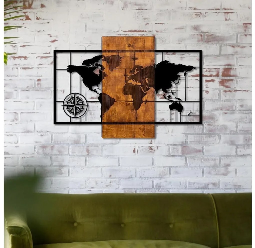 Asir Nástenná dekorácia 58x85 cm mapa drevo/kov 899SKL1330
