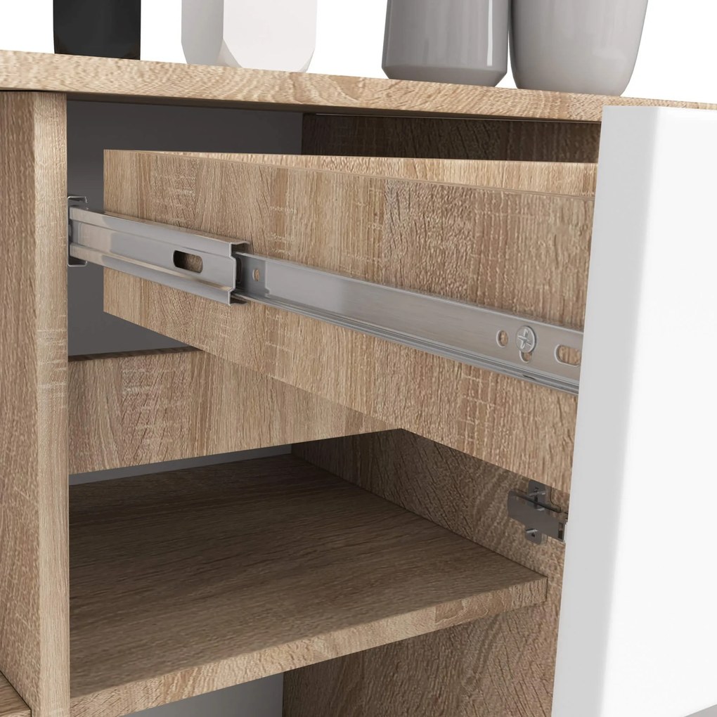 Komoda B-17 120 cm dub sonoma/biela