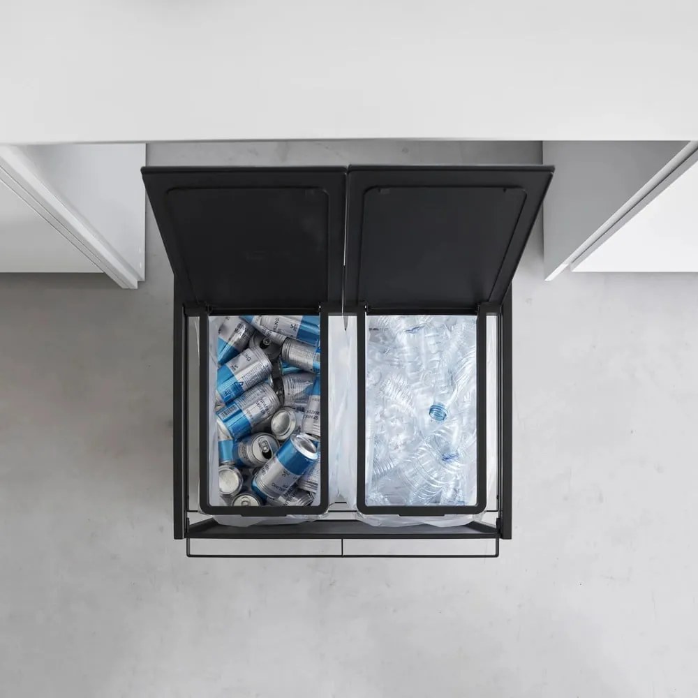 Čierny kovový odpadkový kôš na triedený odpad Tower – YAMAZAKI