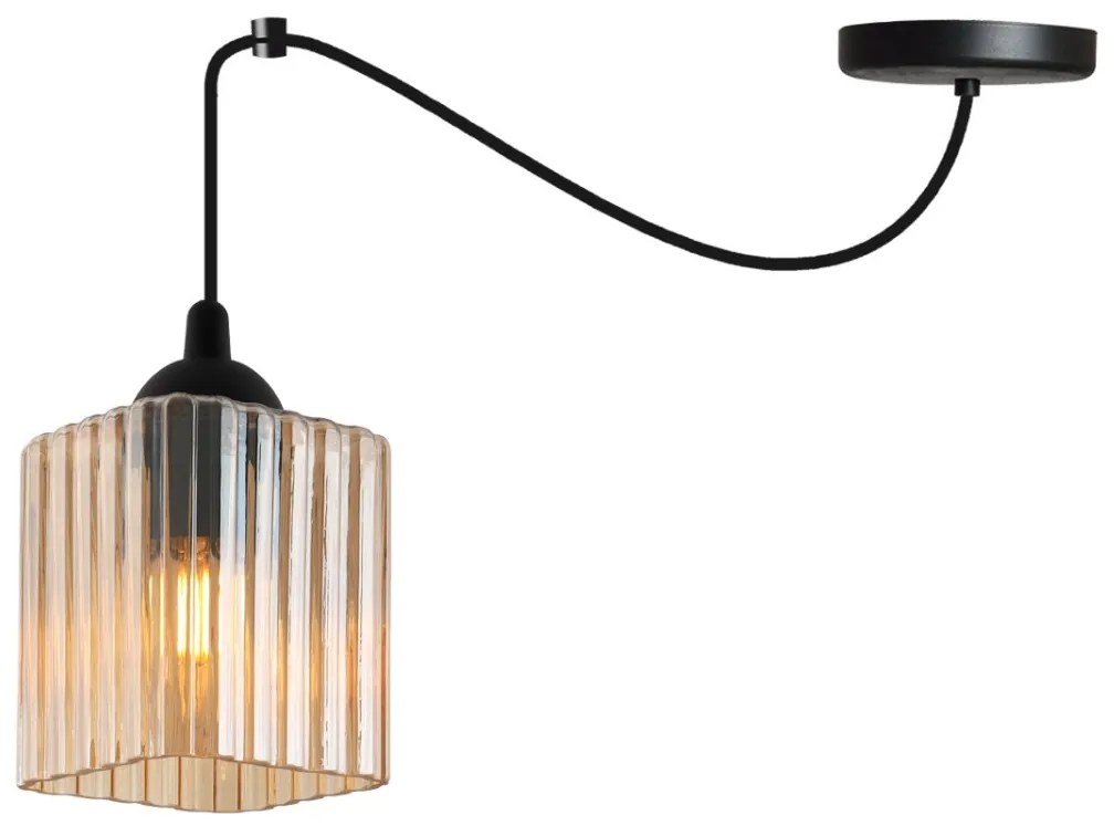 Závesné svietidlo Riffle Square Spider, 1x medové sklenené tienidlo, b