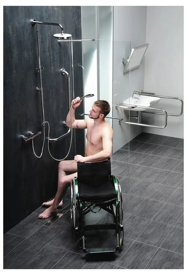 Nástenné madlo do kúpeľne z nehrdzavejúcej ocele 63 cm Handicap Right – Sapho