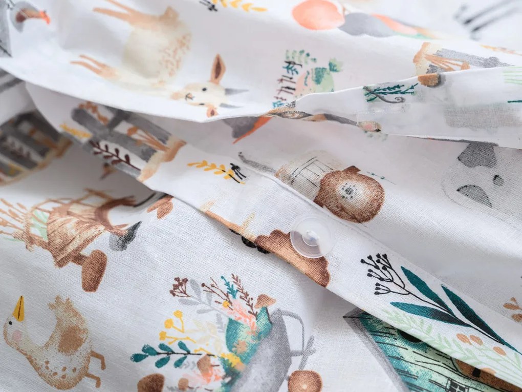 Bavlnené obliečky do postieľky HAPPY FARM biele Rozmer obliečky: 45 x 65 cm | 90 x 135 cm