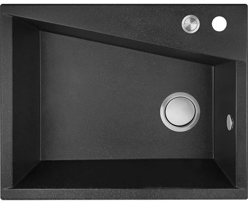 Laveo Grenada, 1-komorový granitový drez 600x480x227 mm, čierna, LAV-SBG_710T