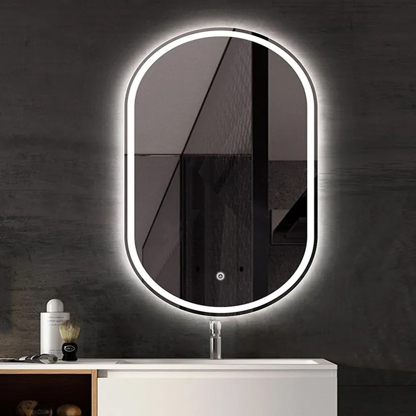 Oválné dotykové zrcadlo s LED osvětlením HALLO DDJ 80x60 cm