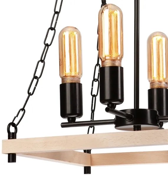 Luster na reťazi JASPER 4xE27/60W/230V buk/béžová