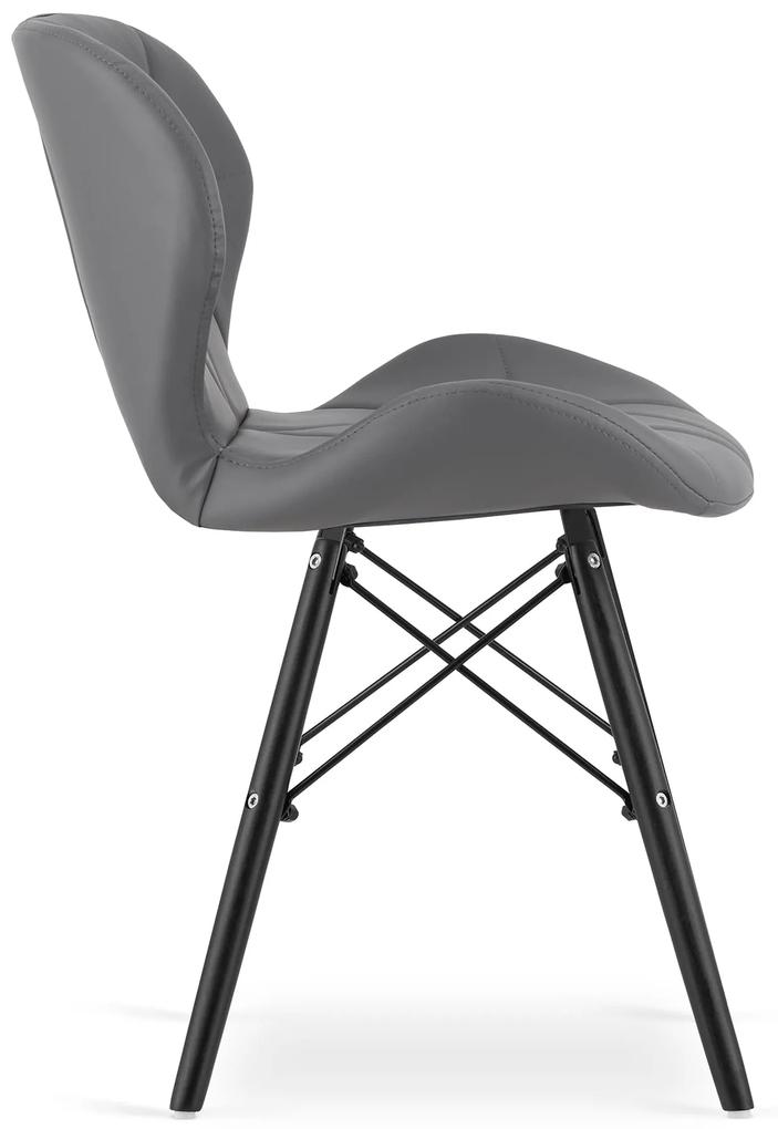 Sivá stolička LAGO z eko kože s čiernymi nohami