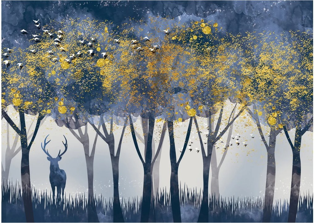 Sklenený obraz jeleňa v lese (70x50 cm)