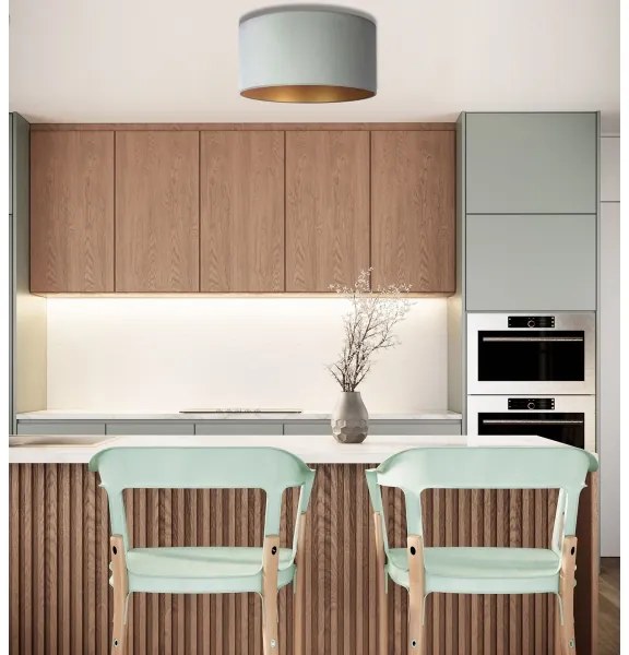 Duolla - Stropné svietidlo ROLLER 1xE27/15W/230V pr. 40 cm svetlozelená/zlatá