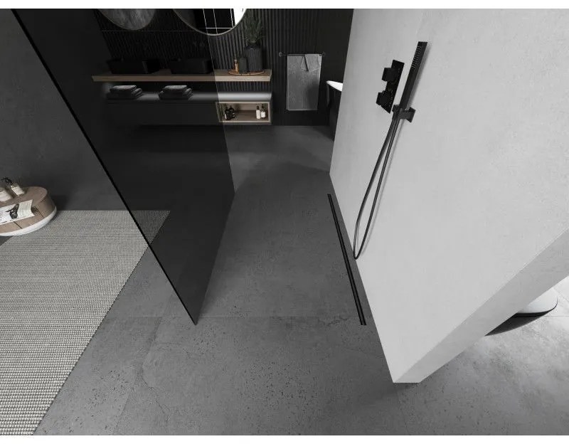 Mexen Kioto, sprchová zástena Walk-In 110 x 200 cm, 8mm šedé sklo, grafitový profil, 800-110-002-66-40