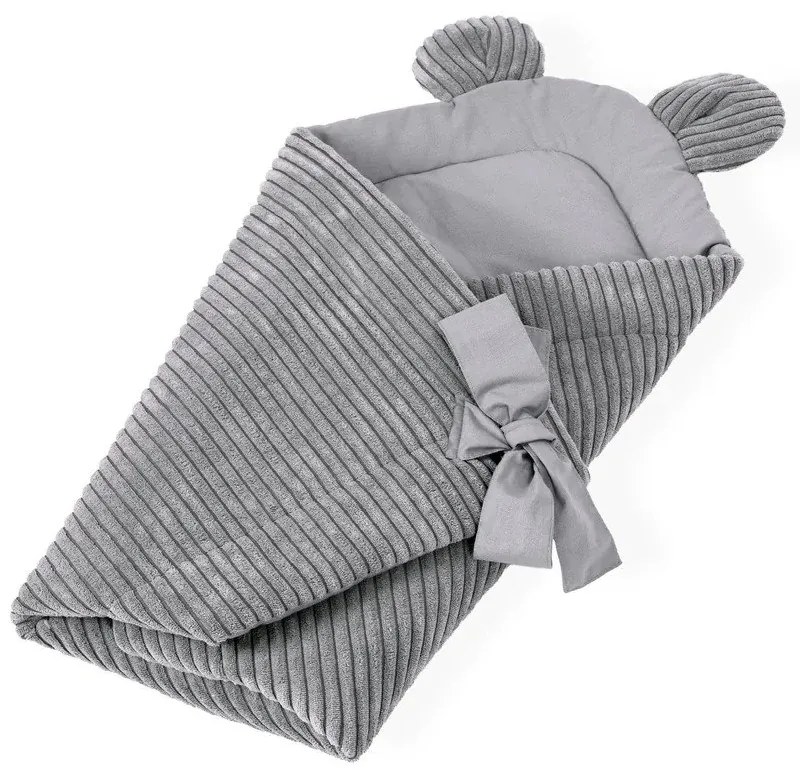 Sivá menčestrová detská zavinovačka 35x65 cm – Meowbaby