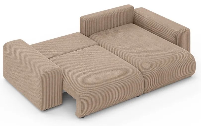 Béžová menčestrová rozkladacia rohová pohovka s úložným priestorom (variabilný roh) Luma – Ropez