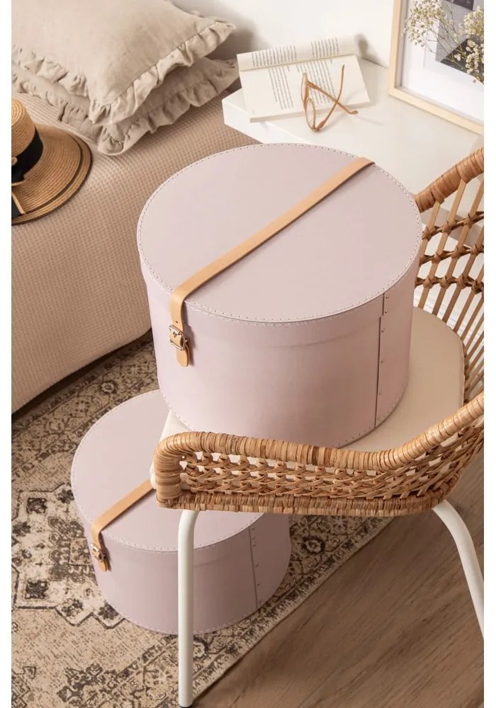 Svetloružové kartónové úložné boxy v súprave 2 ks s vekom/dekoratívne ø 37,5x25 cm Rut Restore Paper Laminate – Bigso