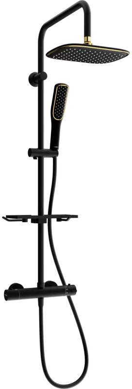 Mexen KT49 sprchový set s termostatickou batériou Kai, čierna- zlatá, 771504993-75