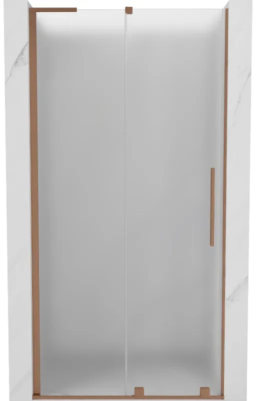 Mexen Velar L, posuvné sprchové dvere do otvoru 110 cm, 8mm sklo námraza, medená matná, 871-110-003-31-65