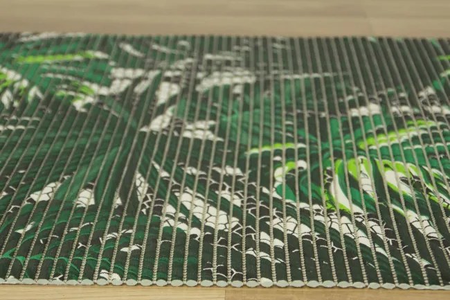 Kúpelňová penová rohož Softy-tex Monstera zelená / čierna