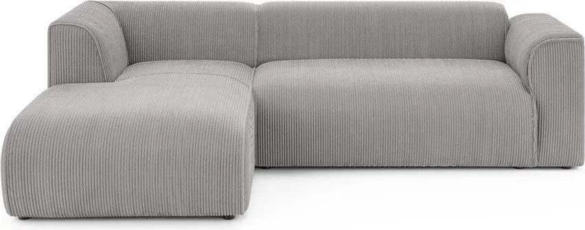 Svetlosivá menčestrová rohová pohovka (ľavý roh/s leňoškou) Merid – Ropez