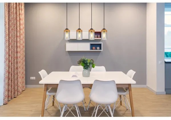 Globo 15557-4H - Luster na lanku FINCA 4xE27/40W/230V kov/drevo