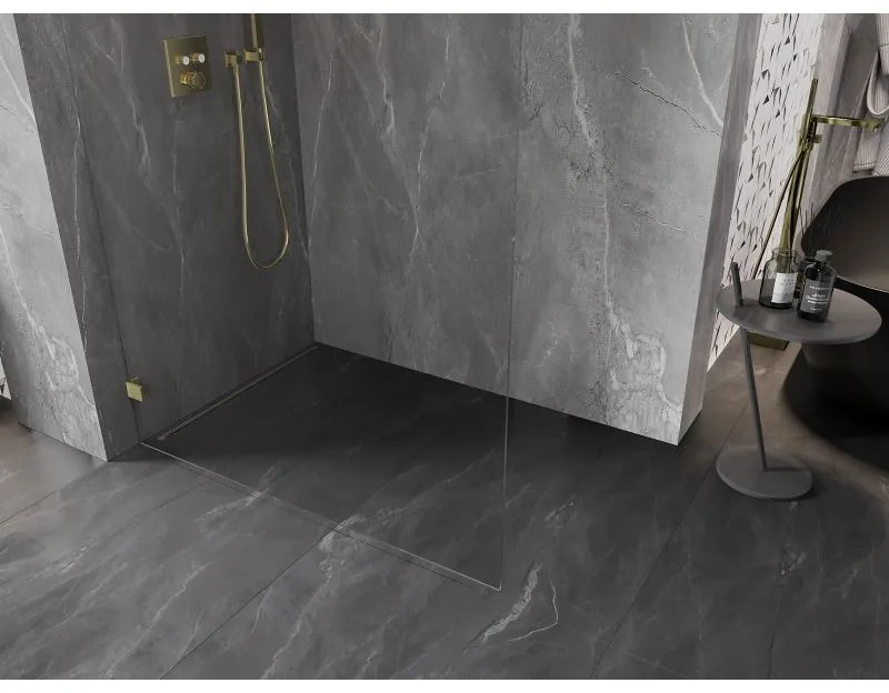 Mexen Lunar L sprchová stena ľavá 120 x 200 cm, 8mm číre sklo, zlatá matná, 830L-120-000-55-00-L