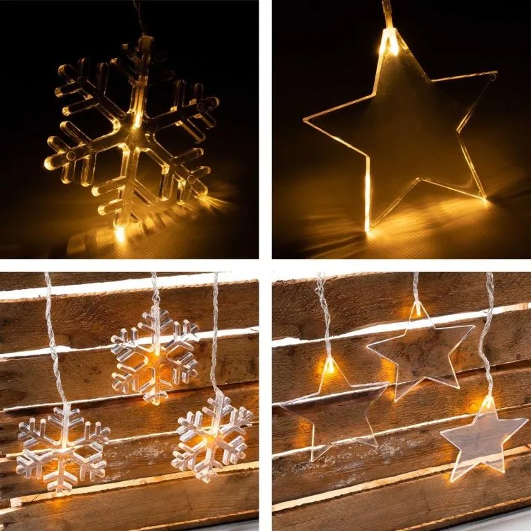 Nexos 86335 Sada svetelných závesov, 8 LED, teplá biela, 2 ks