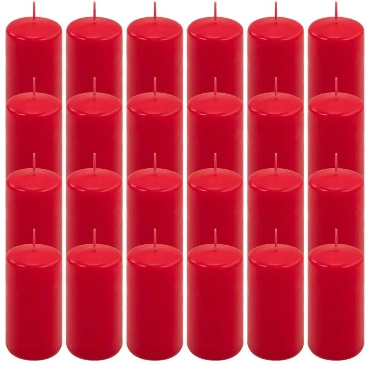 Červená parafínová sviečka 10 cm, 20 h horenia, sada 24 ks