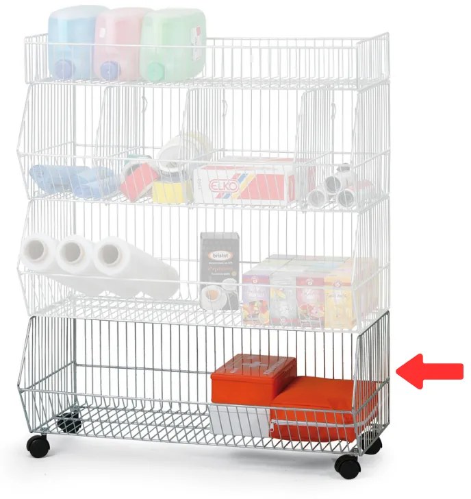 Drôtený stohovací kôš s kolieskami 900 x 430 x 310 mm