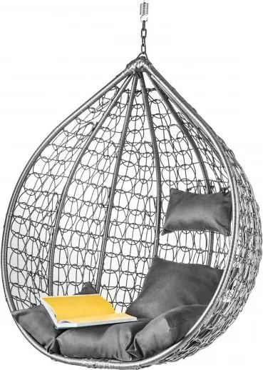 Sivé závesné kreslo KOKON bez stojanu, sivý vankúš