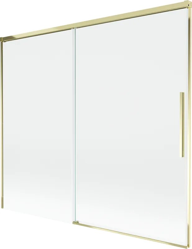 Mexen Rox, 2-krídlová posuvná vaňová zástena 180 x 150 cm, 8mm číre sklo, zlatý lesklý profil, 8C9-180-001-50-00