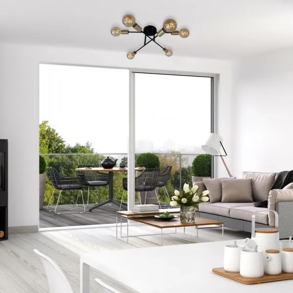 Briloner 3868-065 - LED Prisadený luster BLACK STEEL 6xE27/60W/230V