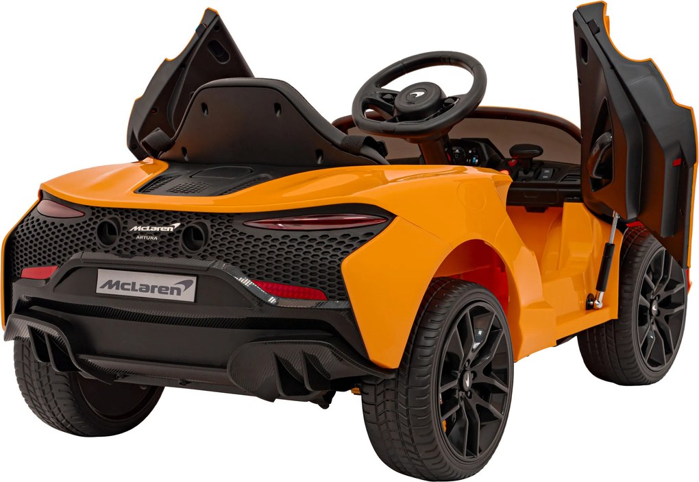 Ramiz McLaren Artur batéria pre deti Oranžová + pohon 4x4 + diaľkové ovládanie + pomalý štart + EVA + LED audio