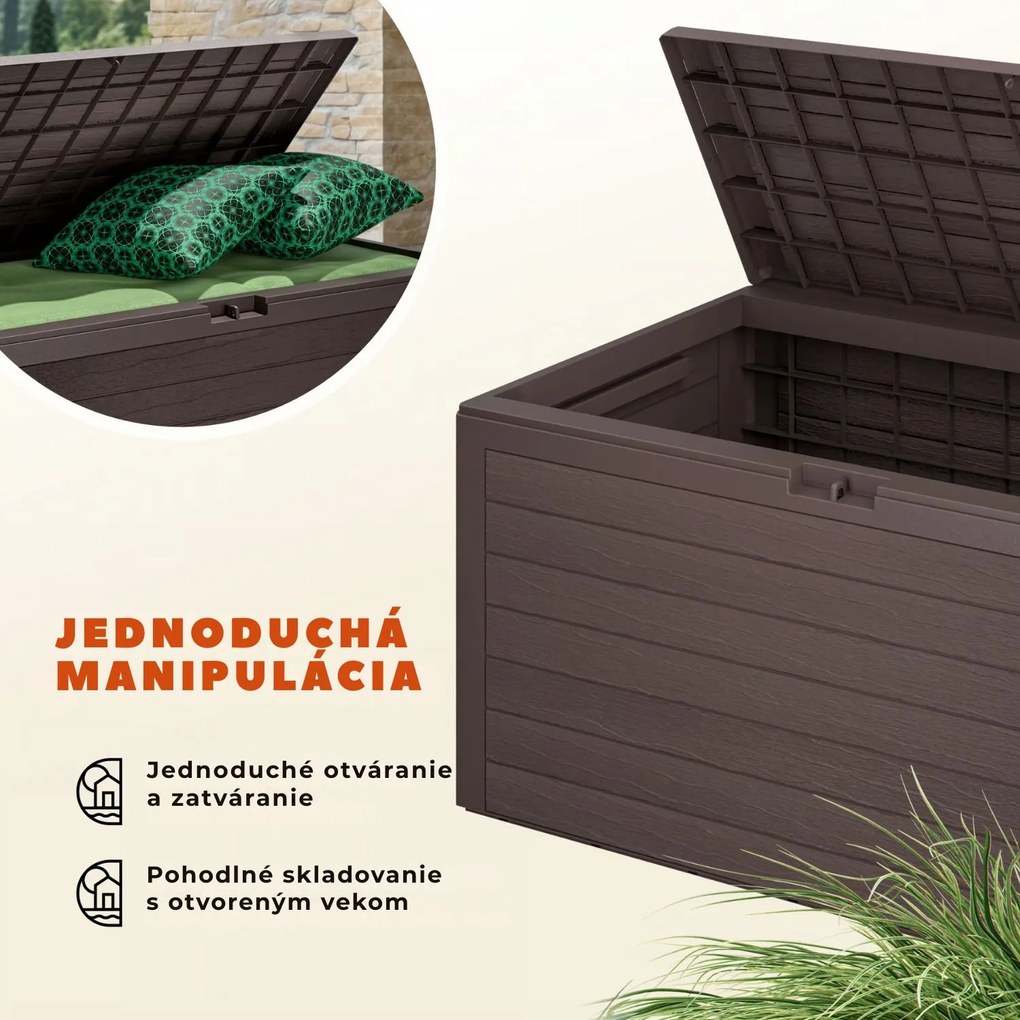 Úložný box WOODEBOX - 280L, 120x46x57cm, tmavo hnedá Prosperplast