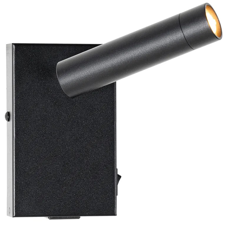 Moderná nástenná lampa čierna s nastaviteľným USB - Croft
