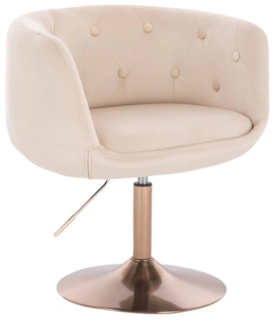 LuxuryForm DESIGN Kreslo MONTANA VELUR na zlatom tanieri - krémové