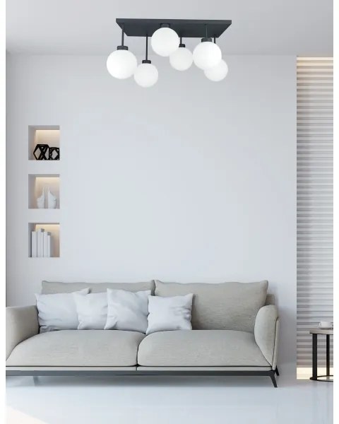 Prisadený luster DEA 6xE14/60W/230V čierna/biela